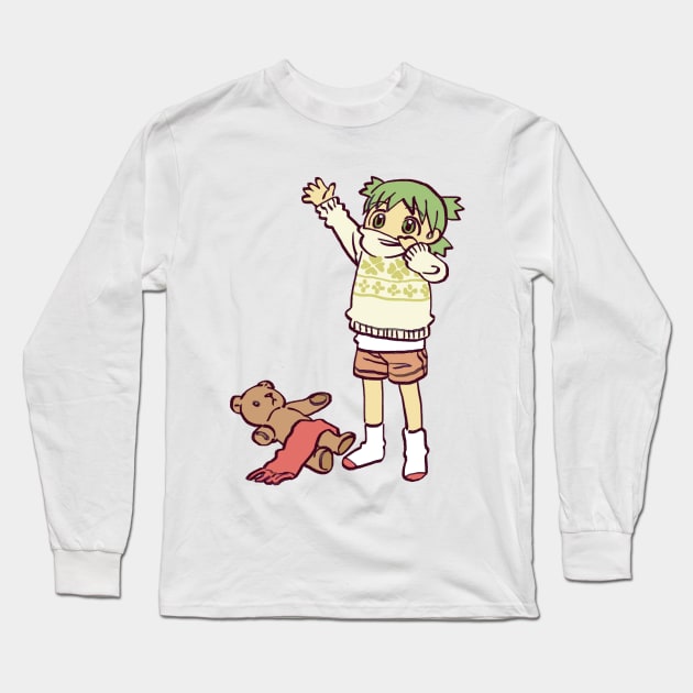 sweater weather yotsuba with scarf and teddy bear Long Sleeve T-Shirt by mudwizard